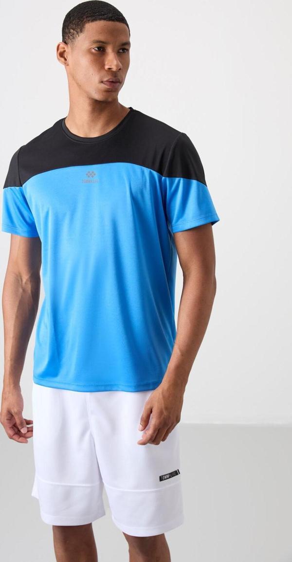 Saks Polyester Nefes Alan Dokulu İnce Esnek Standart Fit Erkek Performans T-Shirt - 88386 - Image 1