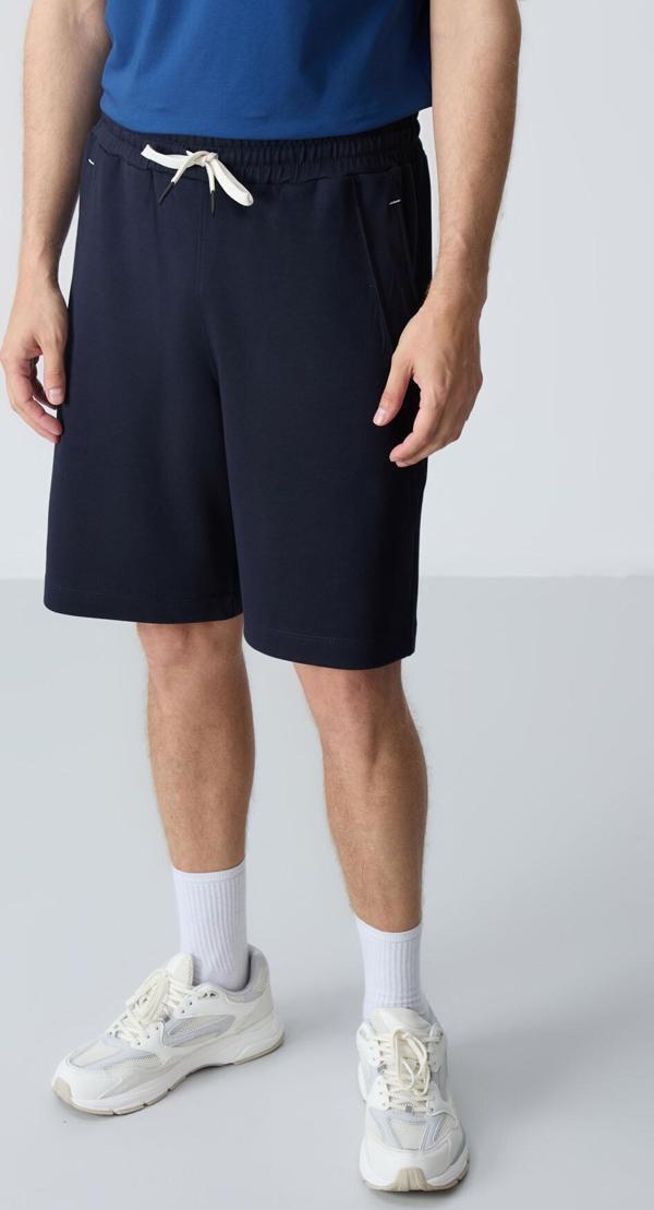 Lacivert Pamuklu Kalın Yumuşak Dokulu Standart  Fit Basic Erkek Şort  - 81278 - Image 1