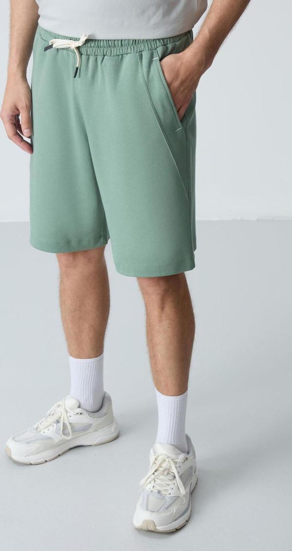 Açık Yeşil Pamuklu Kalın Yumuşak Dokulu Standart Fit Basic Erkek Şort  - 81278 - Image 1