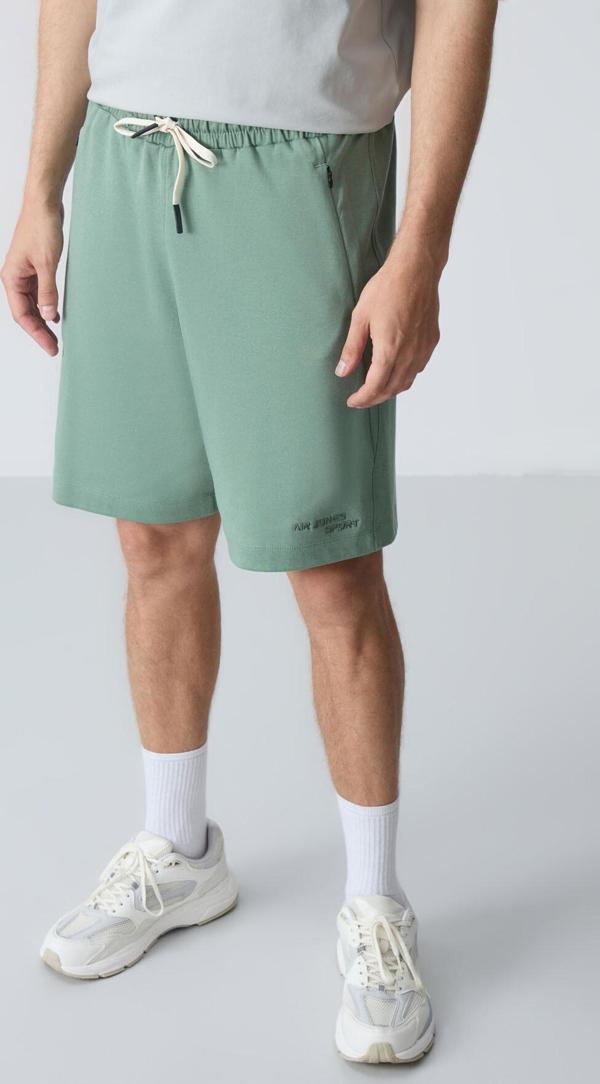 Açık Yeşil Pamuklu Kalın Yumuşak Dokulu Standart Fit Basic Erkek Şort  - 81276 - Image 1