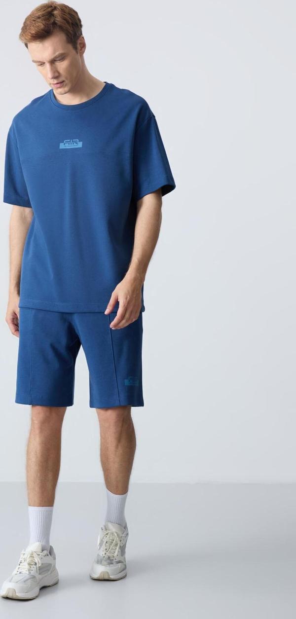 Parlament Pamuklu Kalın Yumuşak Dokulu Oversize Fit Basic Erkek Şort Takım - 85259 - Image 1