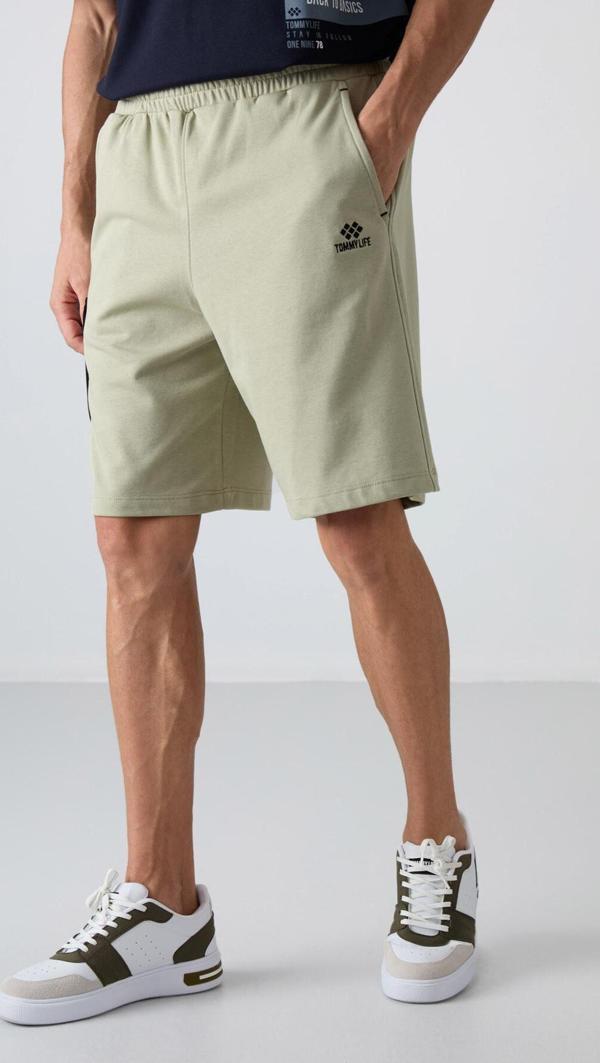 Çağla Pamuklu Kalın Yumuşak Dokulu Comfort Fit Baskılı Erkek Şort - 81266 - Image 1