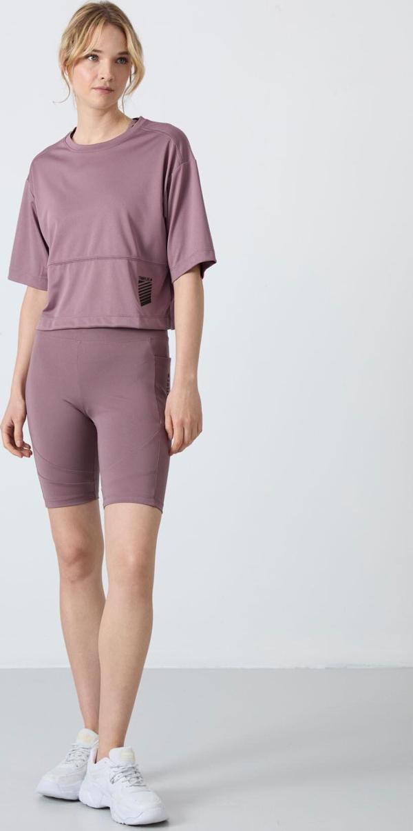 Gül Kurusu Polyester Esnek Standart Fit Performans Kadın Biker Tayt - 91012 - Image 1