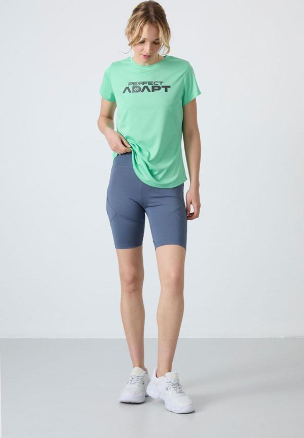 Petrol Polyester Esnek Standart Fit Performans Kadın Biker Tayt - 91013 - Image 1