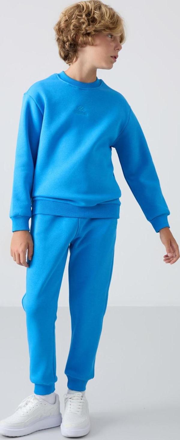 Saks Pamuklu Kalın İçi Tüylü Yumuşak Dokulu Standart Fit Nakışlı Erkek Çocuk Eşofman Takım - 11249 - Image 1