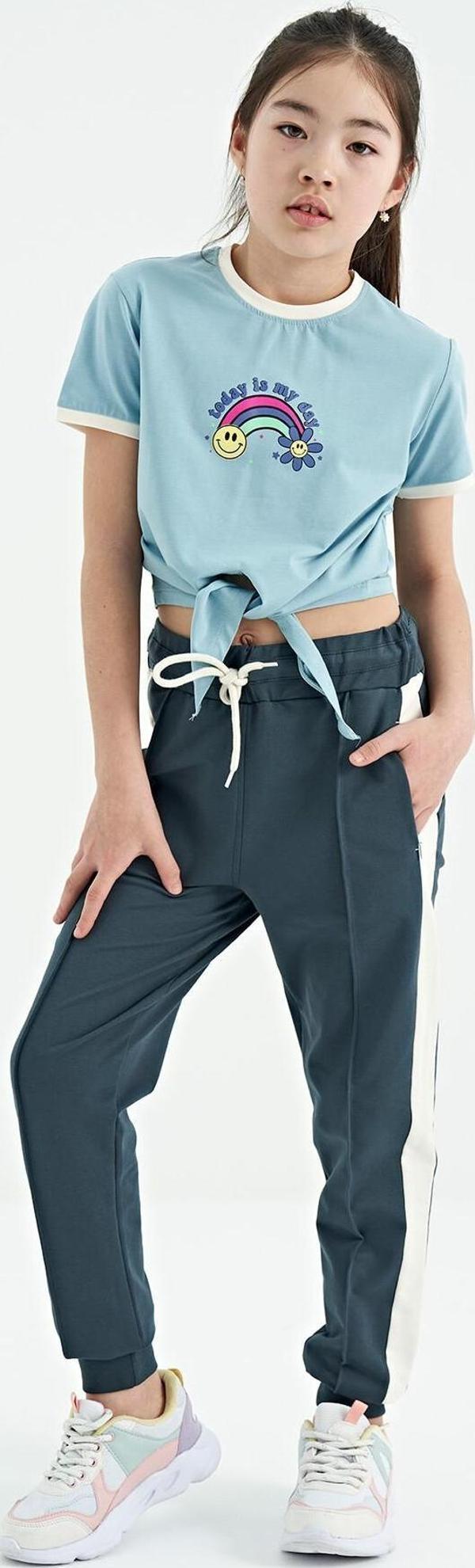 Orman Yeşili Yan Bantlı Gizli Fermuar Cep Detaylı Jogger Kız Çocuk Eşofman Alt - 75122 - Image 1