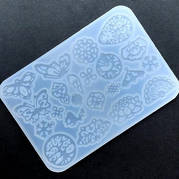 Epoksi Silikon Kalıp - Çiçek ve Kelebek Deseni 14x10cm (476) - Image 1