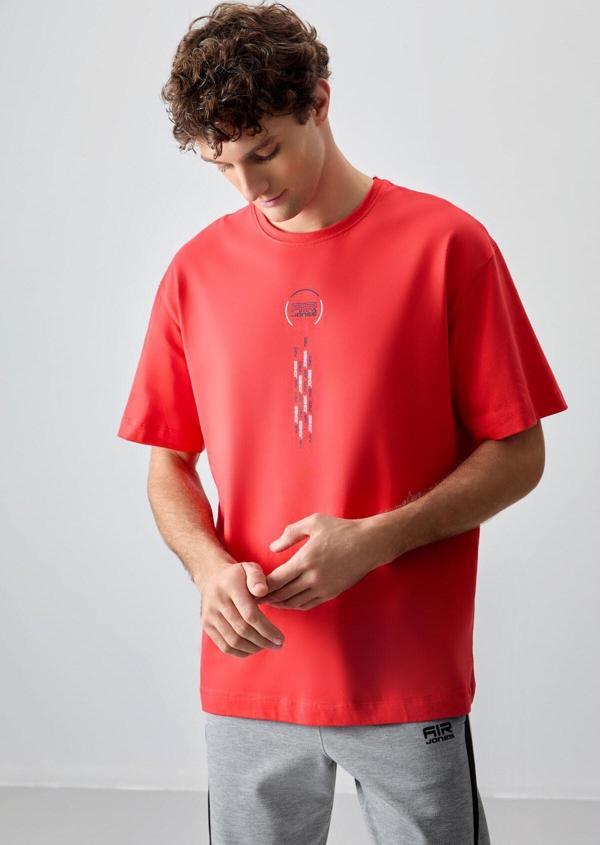 Fiesta %100 Pamuk Kalın Yumuşak Dokulu Oversize Fit Baskılı Erkek T-Shirt - 88355 - Image 1