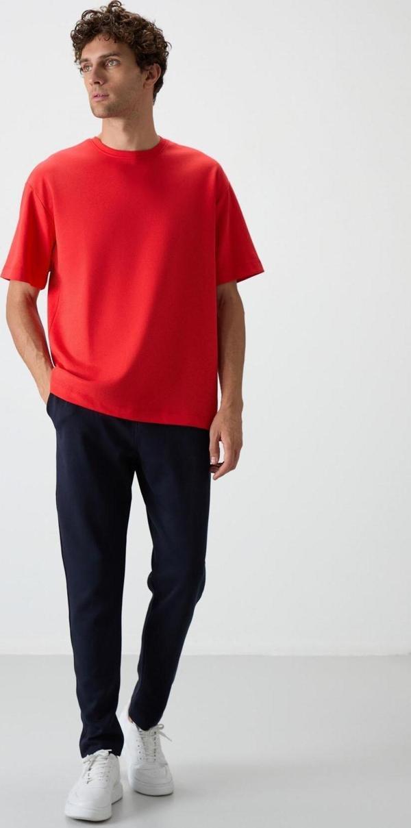 Fiesta - Lacivert Pamuklu Kalın Yumuşak Dokulu Oversize Fit Basic Erkek Eşofman Takım - 85251 - Image 1