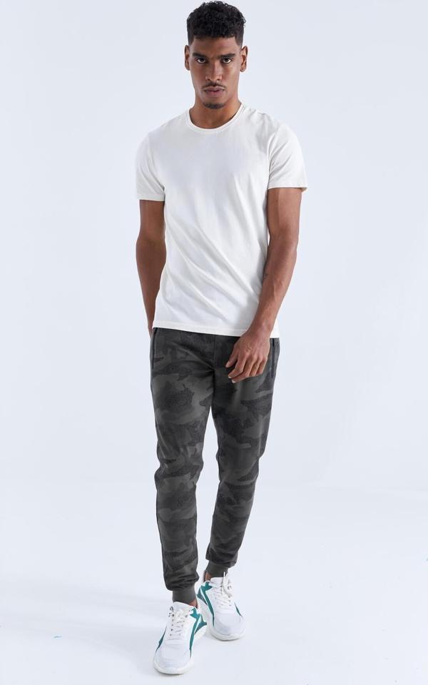 Haki Kamuflaj Desenli Dar Kalıp  Jogger Erkek Eşofman Alt - 84754 - Image 1