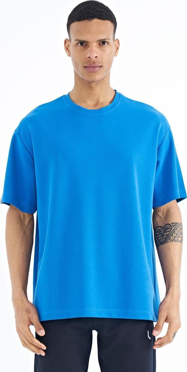 Saks Kol Arma Detaylı Basic Oversize Erkek T-Shirt - 88193 - Image 1
