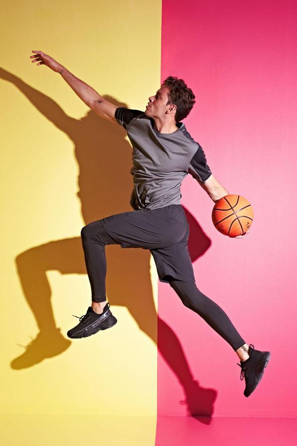 Siyah Logo Baskılı Yüksel Bel Slim Fit Aktif Spor Erkek Tayt - 84989 - Image 1