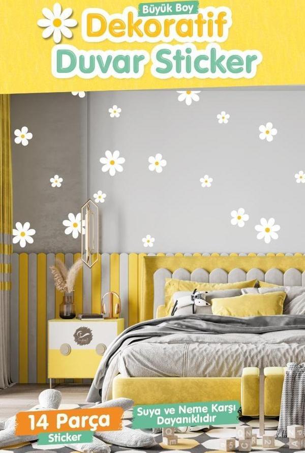 15 Adet Büyük Boy Dekoratif Papatya Çocuk Odası Duvar Dekorasyon Sticker Seti-T1168 - Image 1
