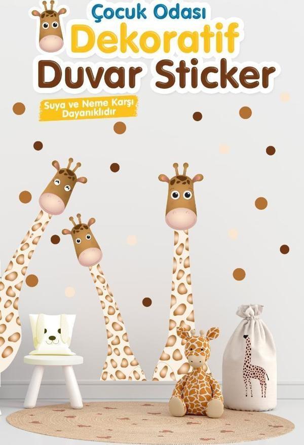 Anne Baba Bebek Zürafa Çocuk Odası Okul Kreş Anaokulu Duvar Sticker Seti -T1193 - Image 1
