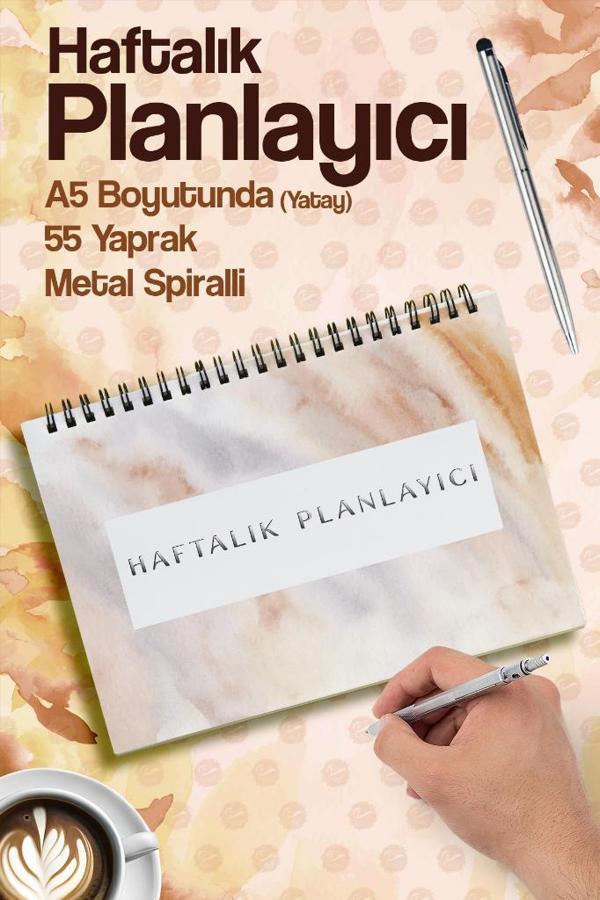 Haftalık Planlayıcı To do list Spiralli Not Defteri Planner Batik-T1183 - Image 1