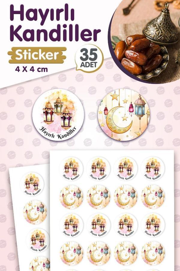 Hayırlı Kandiller Sticker Etiket 4 cm 35 Adet -T1192 - Image 1