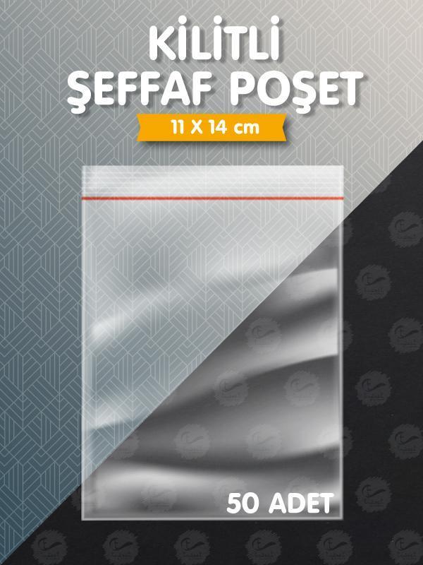 Kilitli Torba 11x14 Cm 50'li Şeffaf Kilitli Poşet Kına Çerez Kuruyemiş vb.Poşeti-T1137 - Image 1