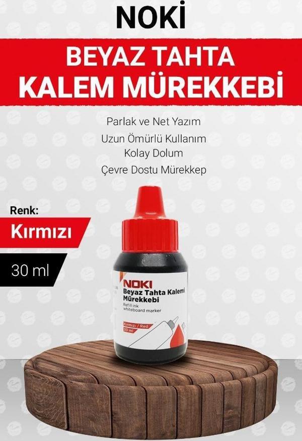 Noki Tahta Kalemi  Mürekkebi - Beyaz Yazı Tahtası Kalemi Mürekkebi Kırmızı 1 Adet 30 ml -T1149 - Image 1