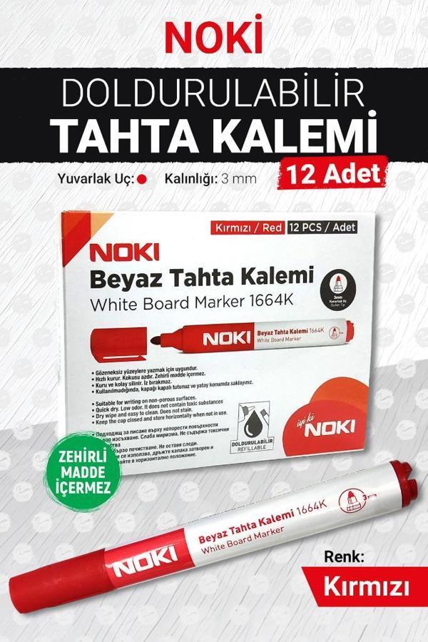 Noki Tahta Kalemi - Yazı Tahtası Kalemi Kırmızı 12 adet-T1148 - Image 1