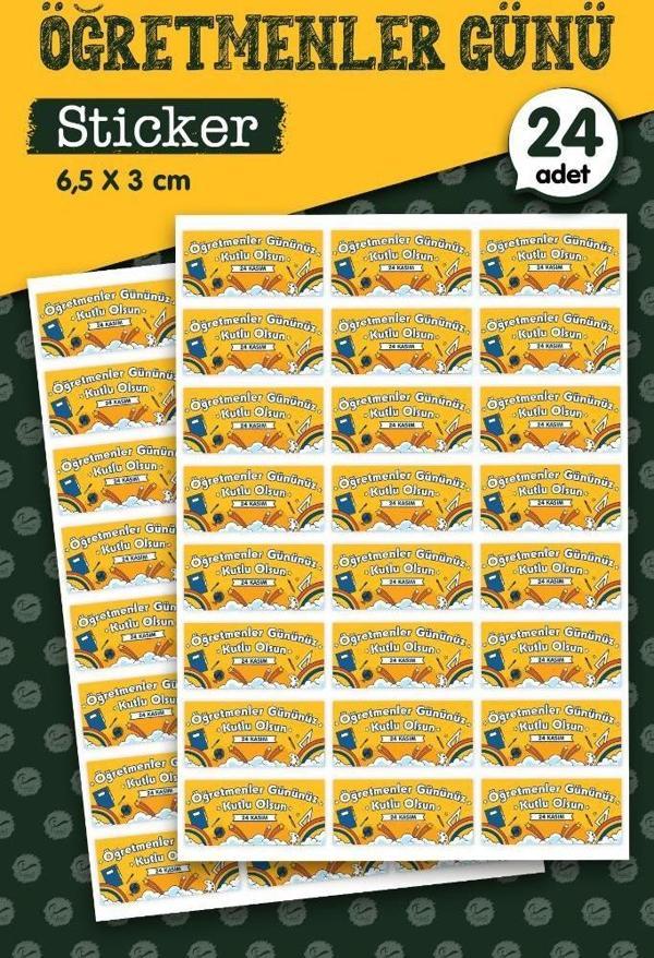 Öğretmenler Gününüz Kutlu Olsun Hediye Sticker Etiket 24 adet -T1115 - Image 1