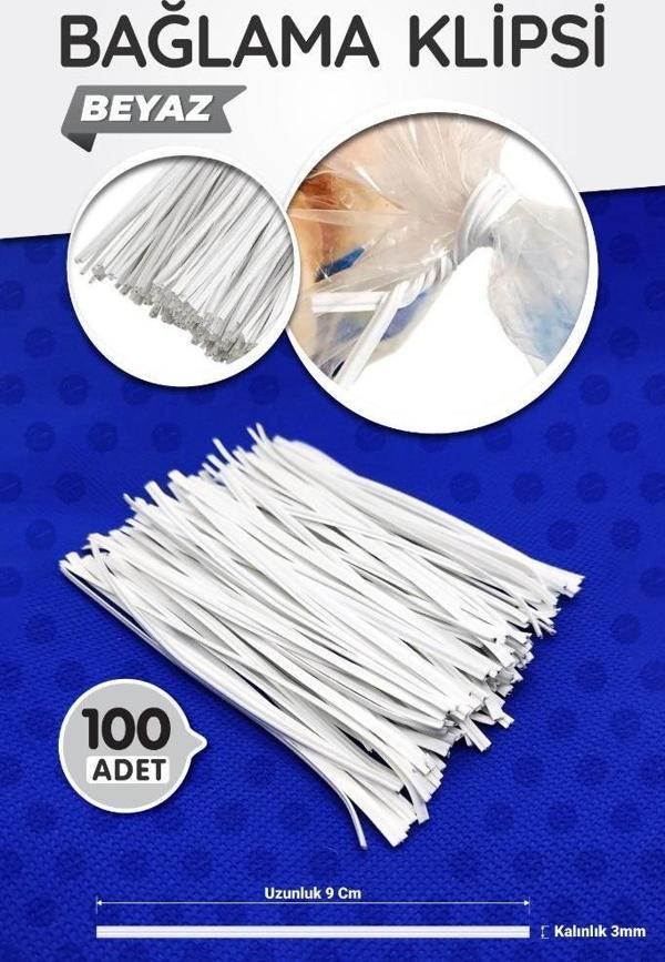 Poşet Ağzı Bağlama Teli Klips Tel 9cm 100 Adet-T1199 - Image 1