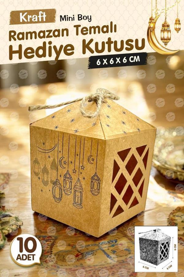 Ramazan Temalı  Hurma Şeker Tesbih Pencereli Hediye Kutusu 10 Adet -T1165 - Image 1