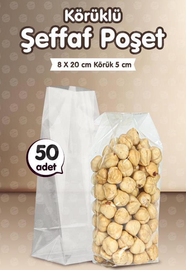 Yan Körüklü Jelatin Torba 8x20 Cm Körüklü Şeffaf Poşet 50 Adet-T1203 - Image 1