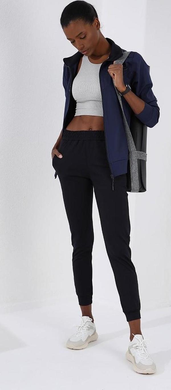 İndigo - Lacivert Dalgıç Kumaş Standart Kalıp Jogger Kadın Eşofman Takımı - 95273 - Image 1