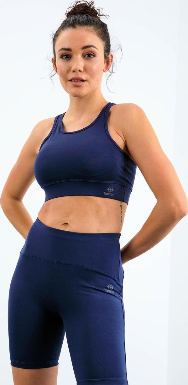 İndigo Yüksek Bel Toparlayıcı Slim Fit Büstiyer Biker Kadın Tayt Takım - 95303 - Image 1