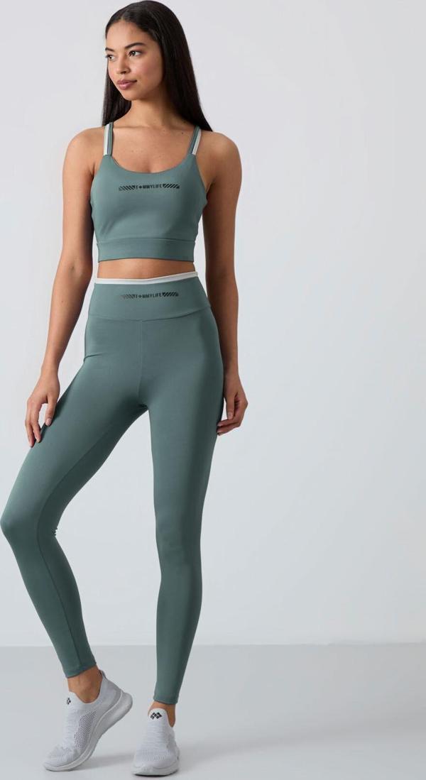 Mint Yeşil Polyester Esnek Standart Fit Performans Kadın Tayt Takım - 95333 - Image 1