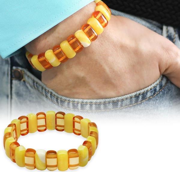 Çubuk Kesim  Sarı Beyaz Bal Rengi Beyrut Kehribar Erkek Rolex Bileklik - Image 1