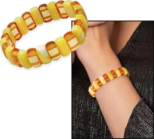 Çubuk Kesim  Sarı Beyaz Bal Rengi Beyrut Kehribar Kadın Rolex Bileklik - Image 1