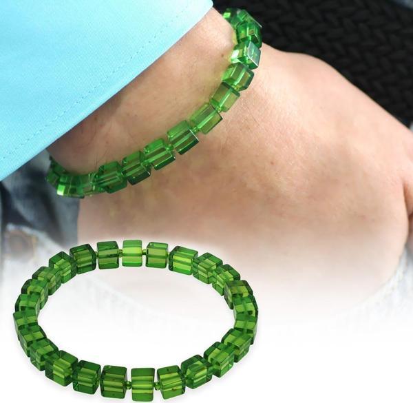 Zümrüt Yeşili Küp Kesim Doğal Damla Kehribar Erkek Bileklik - Image 1