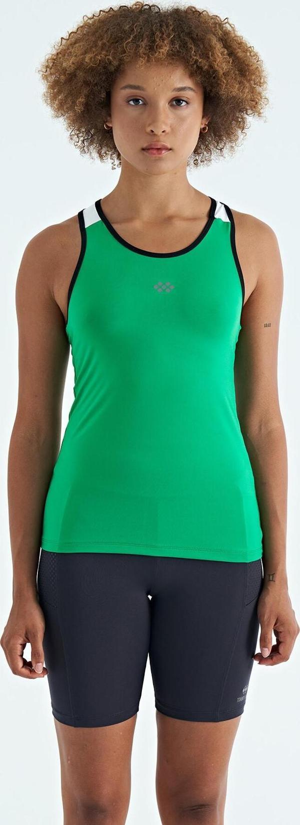 Yeşil Sırt Detaylı Baskılı Standart Kalıp Kadın Atlet - 97269 - Image 1