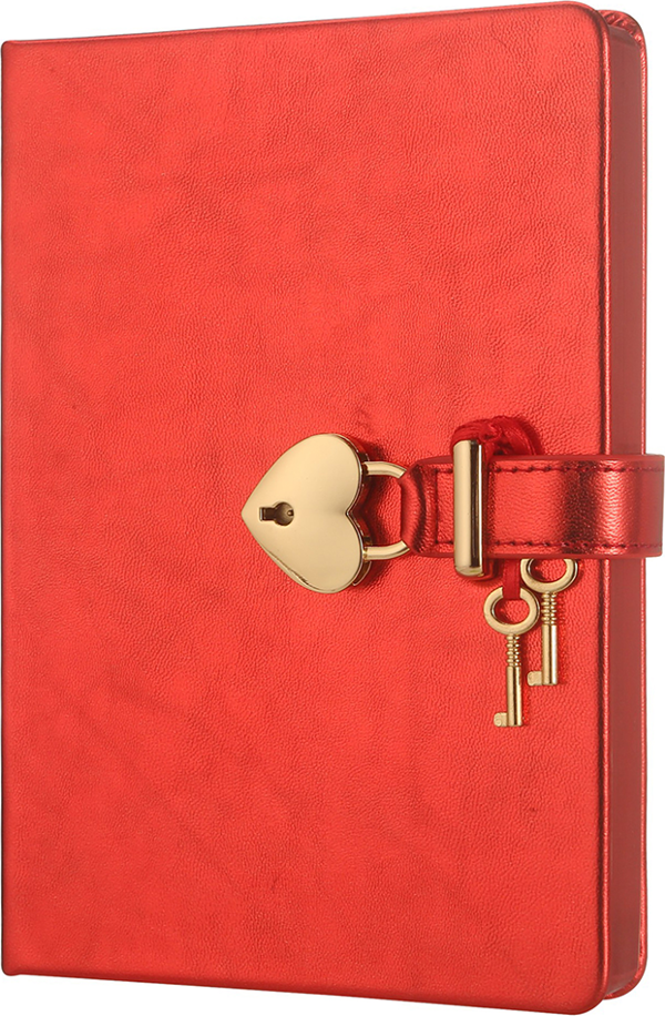 Victorias Journals Hush Hush Metalik Kilitli Defter 13x18 Cm Kırmızı - Image 1