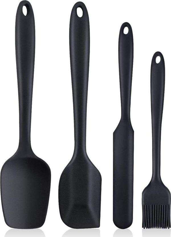 4 Parça Büyük Boy Silikon Yumurta Fırçası Kaşık Bıçak Spatula Seti Isıya Dayanıklı - Image 1