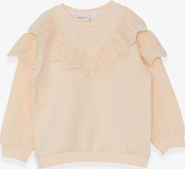Breeze Kız Çocuk Sweatshirt Güpürlü 4-8 Yaş, Krem - Image 1