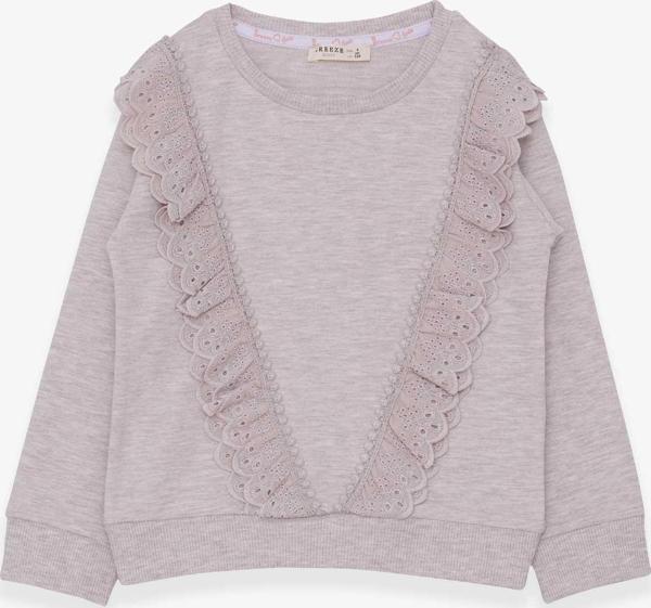 Breeze Kız Çocuk Sweatshirt Güpürlü 4-9 Yaş, Bej Melanj - Image 1