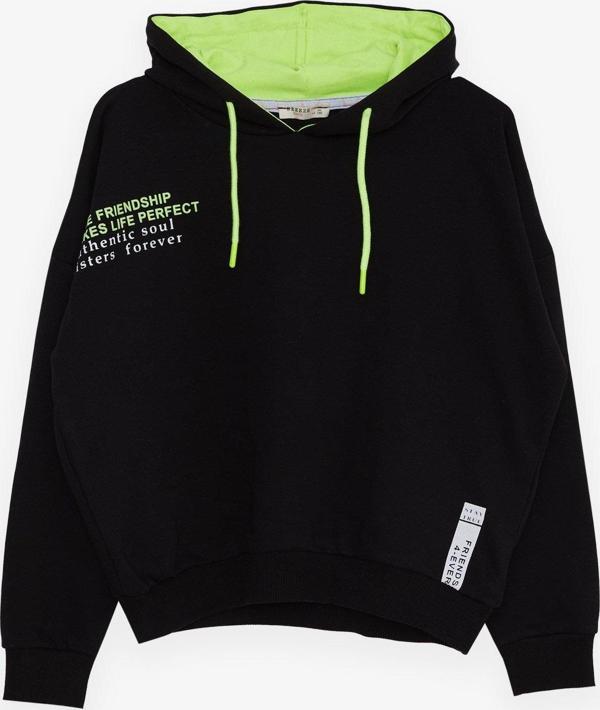 Breeze Kız Çocuk Sweatshirt Yazı Baskılı 9-14 Yaş, Siyah - Image 1