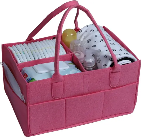 Bages Keçe Anne Bebek Bakım Çantası Düzenleyici Organizer - Gri - renk_variant_property : Pembe - Image 1