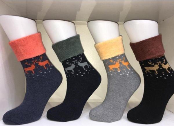 Çoraphane Kışlık Havlu Bayan Bot Çorap Geyik Desenli 4 Çift - Image 1