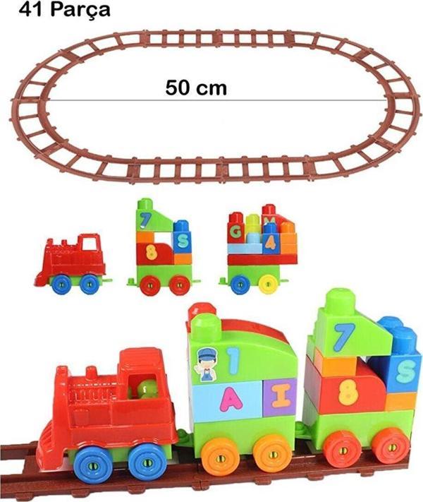 Asya Oyuncak Lkayblox Tren Seti 41 Parça Sayılar ve Alfabe Treni Parlak Renkler Mega Blok Seti 2403 - Image 1