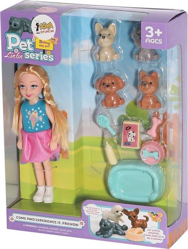 Asya Oyuncak Bebek Linlin ve Köpekleri C5814-7722-3 - Image 1