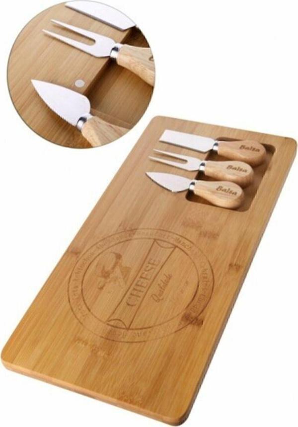 Balsa Peynir Sunum Tahtası 3 Bıçaklı - Image 1
