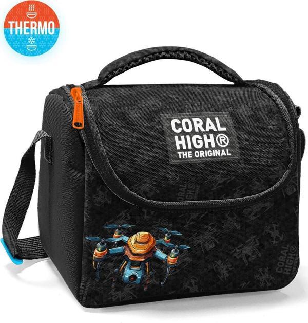 Coral High Kids Siyah Drone Desenli Thermo Beslenme Çantası 22791 - Image 1