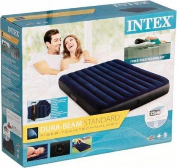 İntex Fiber-Tech Çift Kişilik Şişme Yatak Set Kamp Yatağı 2 Adet Yastık Ve Pompa Dahil-64765 - Image 1