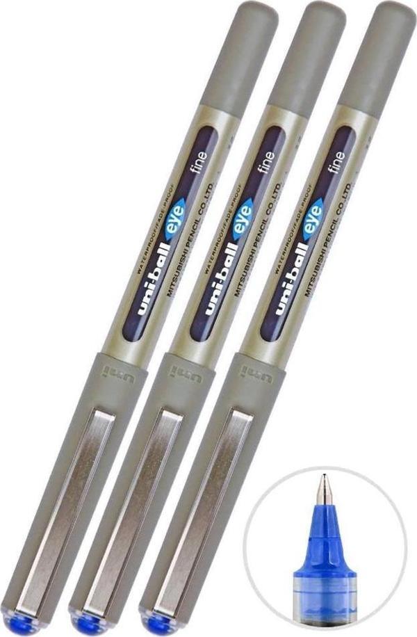 Mavi Pilot Kalem 3 Adet Uniball Eye Fine 0.7 mm Roller Pilot Kalem Ub-157 Roller Uçlu Likit Mürekkepli Pilot Kalem - Image 1