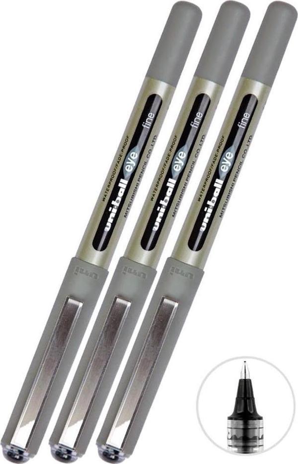 Siyah Pilot Kalem 3 Adet Uniball Eye Fine 0.7 mm Roller Pilot Kalem Ub-157 Roller Uçlu Likit Mürekkepli Pilot Kalem - Image 1