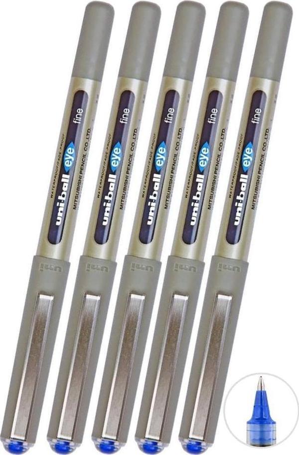 Mavi Pilot Kalem 5 Adet Uniball Eye Fine 0.7 mm Roller Pilot Kalem Ub-157 Roller Uçlu Likit Mürekkepli Pilot Kalem - Image 1