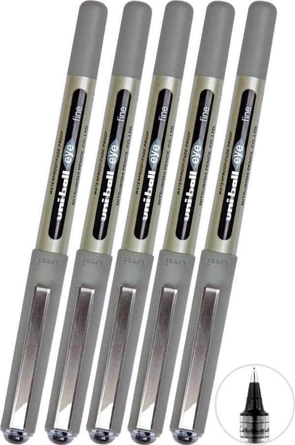 Siyah Pilot Kalem 5 Adet Uniball Eye Fine 0.7 mm Roller Pilot Kalem Ub-157 Roller Uçlu Likit Mürekkepli Pilot Kalem - Image 1